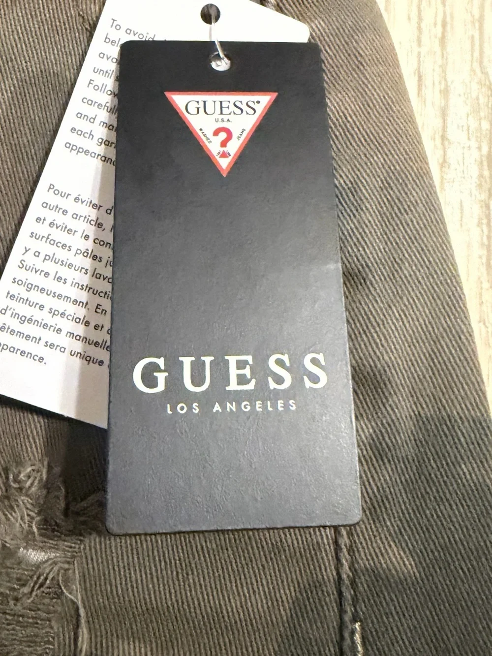 Guess Camouflage Distressed Frayed-Hem Jean Shorts - Olive Green